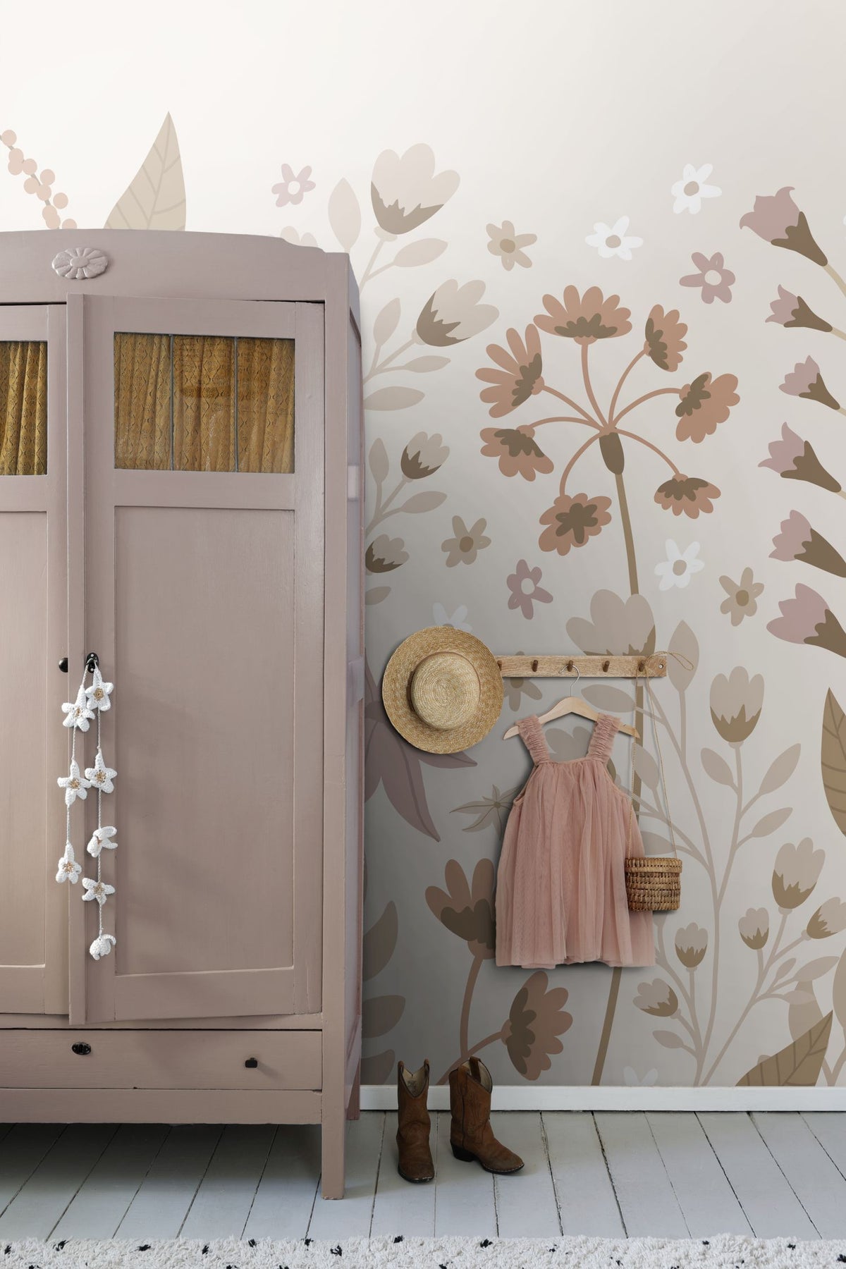 ESTAhome fotobehang bloemen beige, terracotta en roze - 200 x 279 cm - 159410