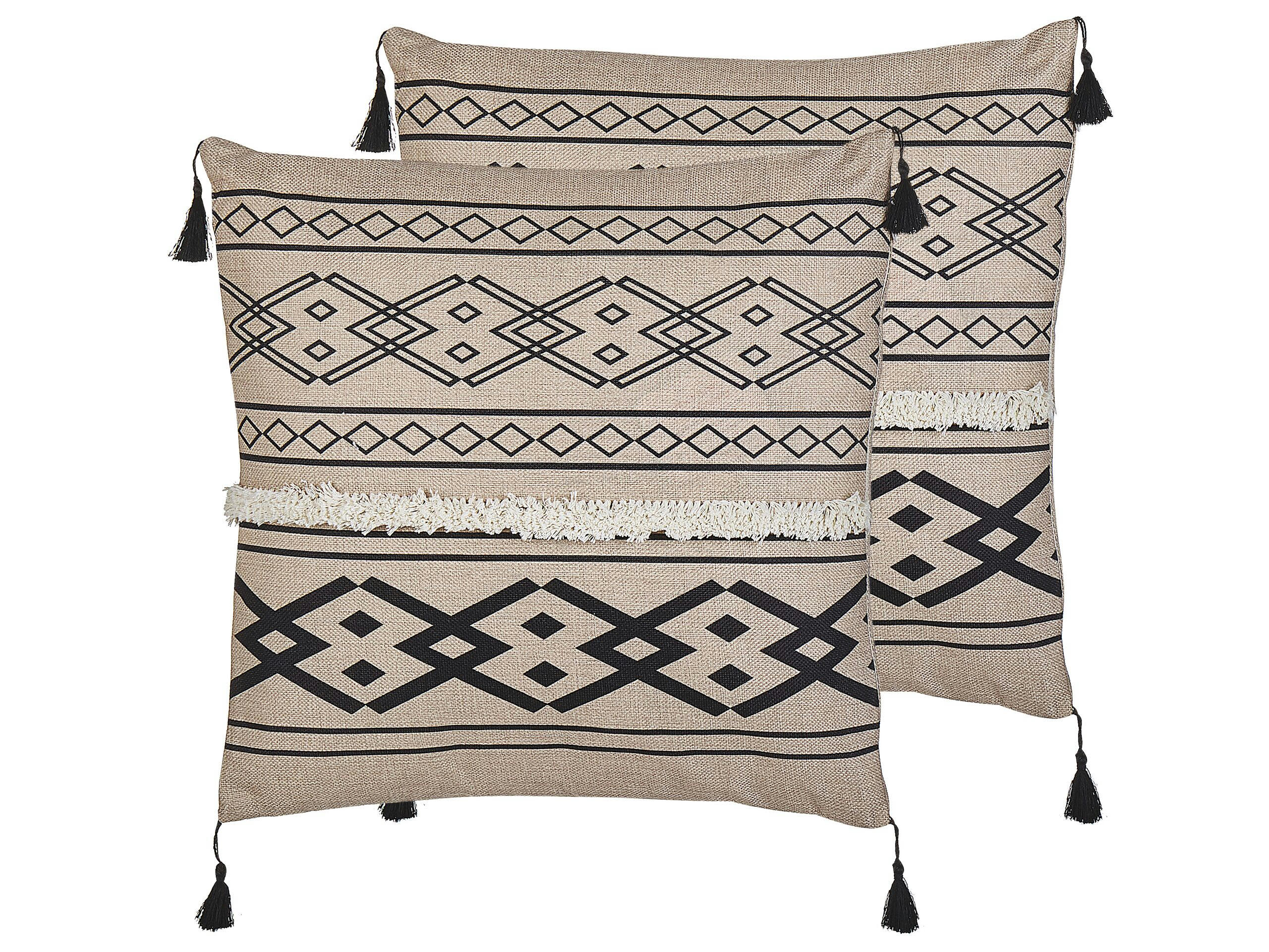 PULMONARIA - Lot de 2 coussin décoratifs en tissu beige 45x7cm