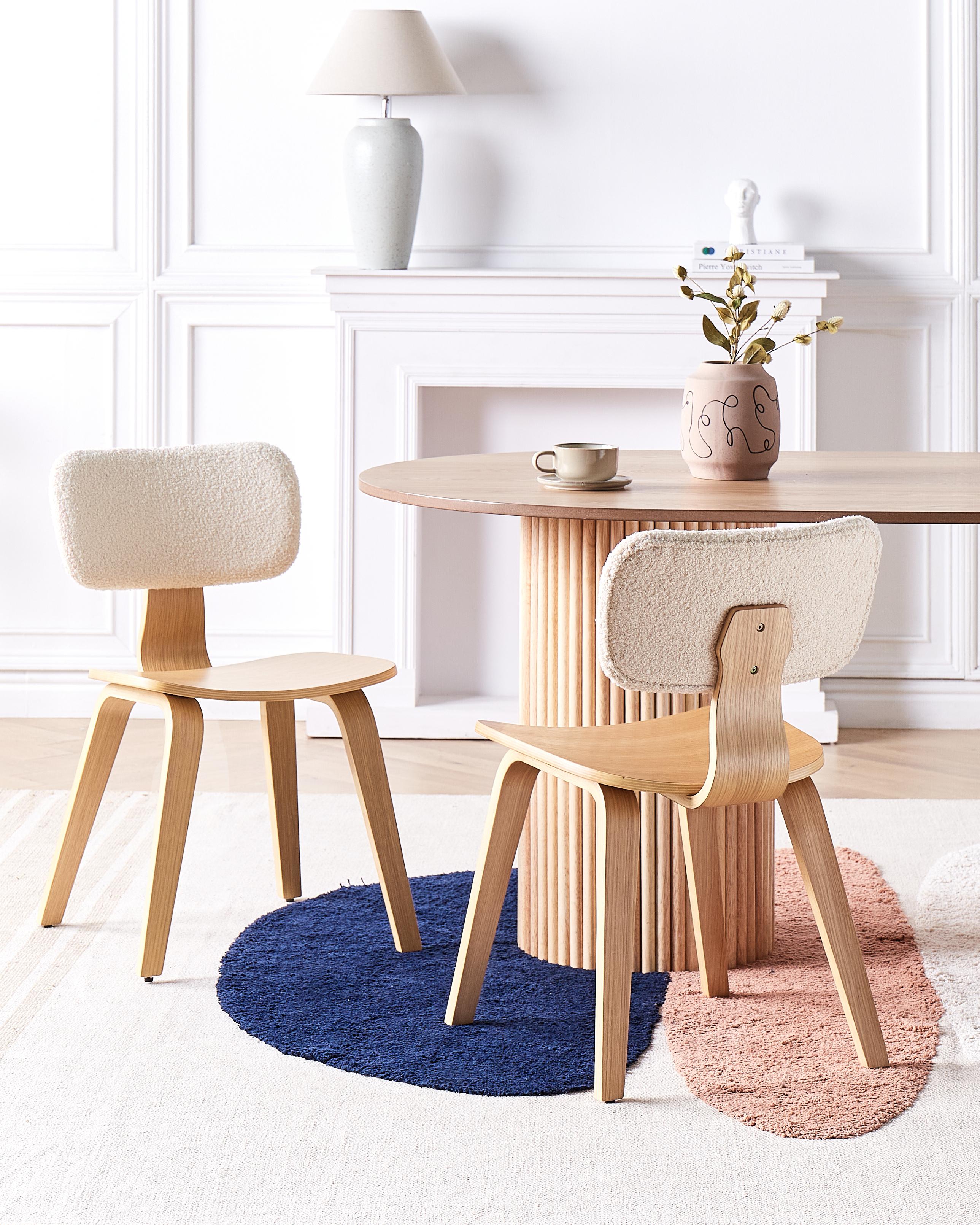 Set of 2 Dining Chairs LUCINDA Wood Light Brown