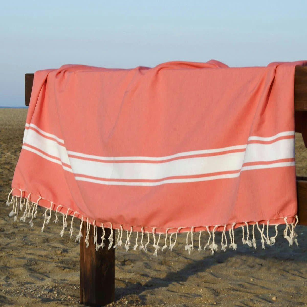 ST TROPEZ - Fouta XXL coton  200x200 orange corail