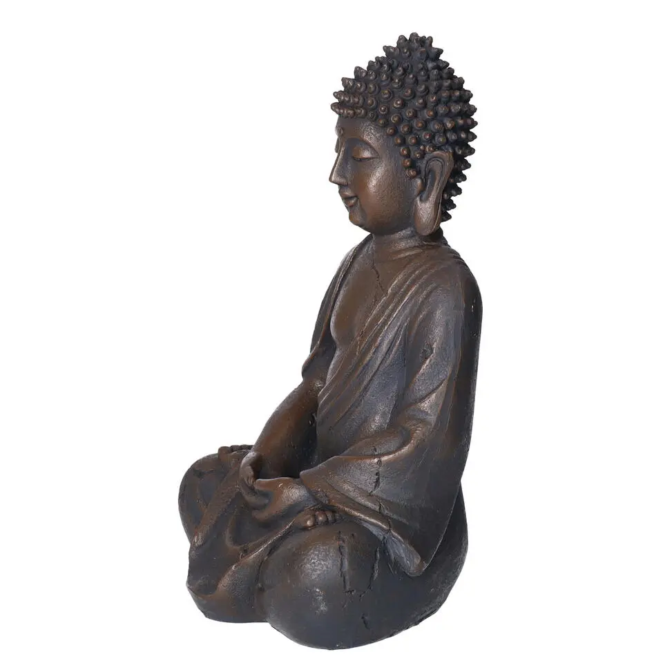 Deco by Boltze Boeddha beeld Zen - donkerbruin - 13 x 10 x 20 cm