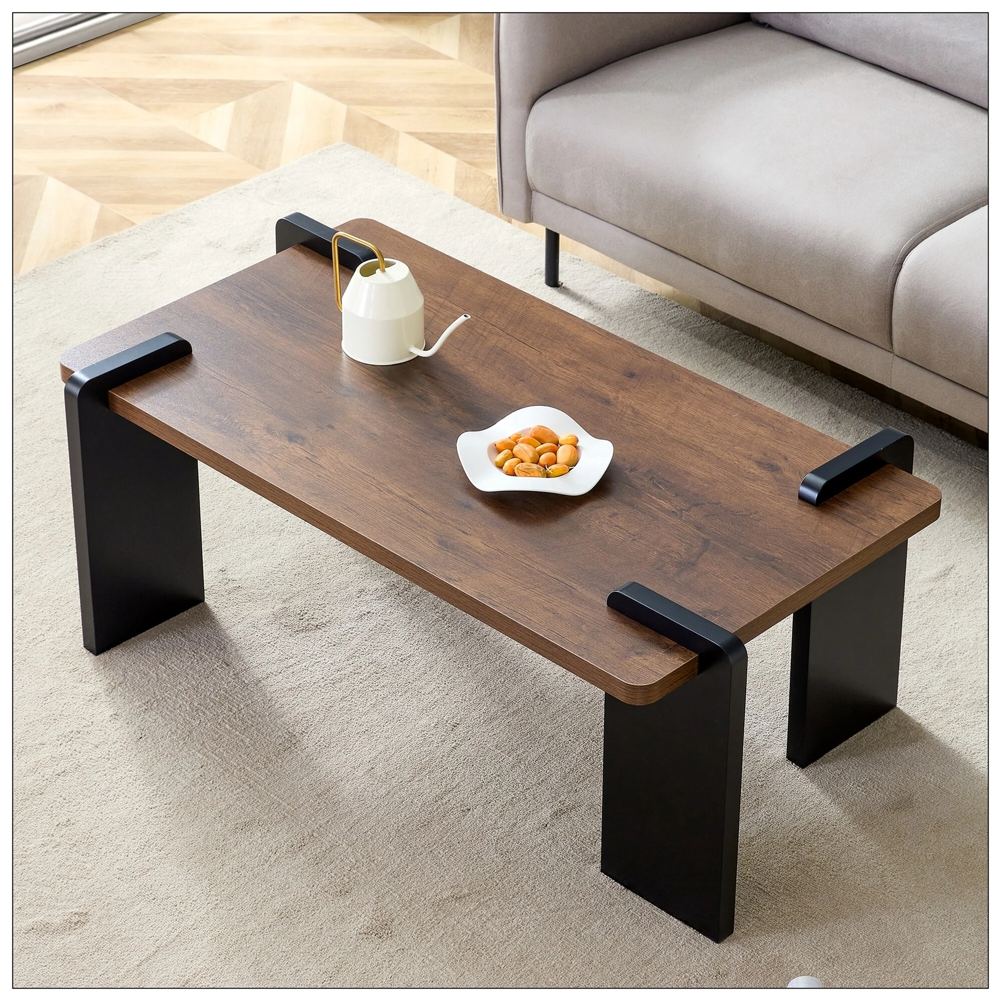 Walnut-colored MDF coffee table for modern minimalist living rooms