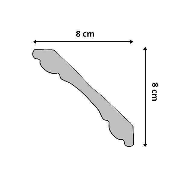Lot de 14 Corniches Classiques Polymère Moulure Plafond, L.240 cm x P.8 cm, Ep.80 mm