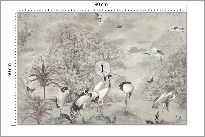 Fototapeta Żurawie W Stylu Vintage 90x60cm