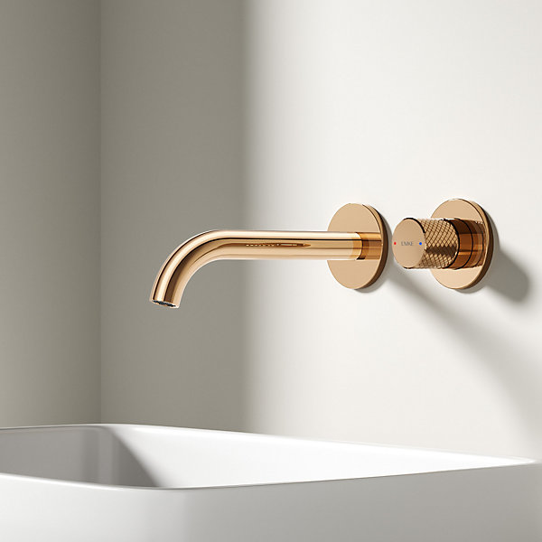 EMKE Robinet de Salle de Bain Modulaire, 281x140x65 mm, Corps en Laiton, Or Rose, Mitigeur de lavabo mural, Cartouche en Céramique