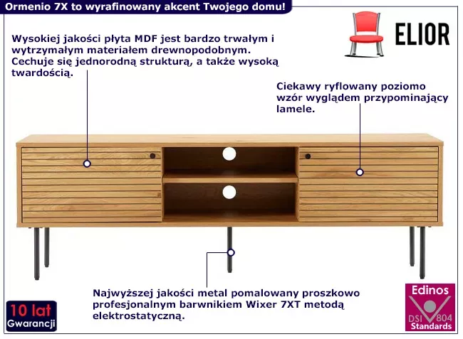 Szafka RTV na nóżkach z lamelami - Aveno