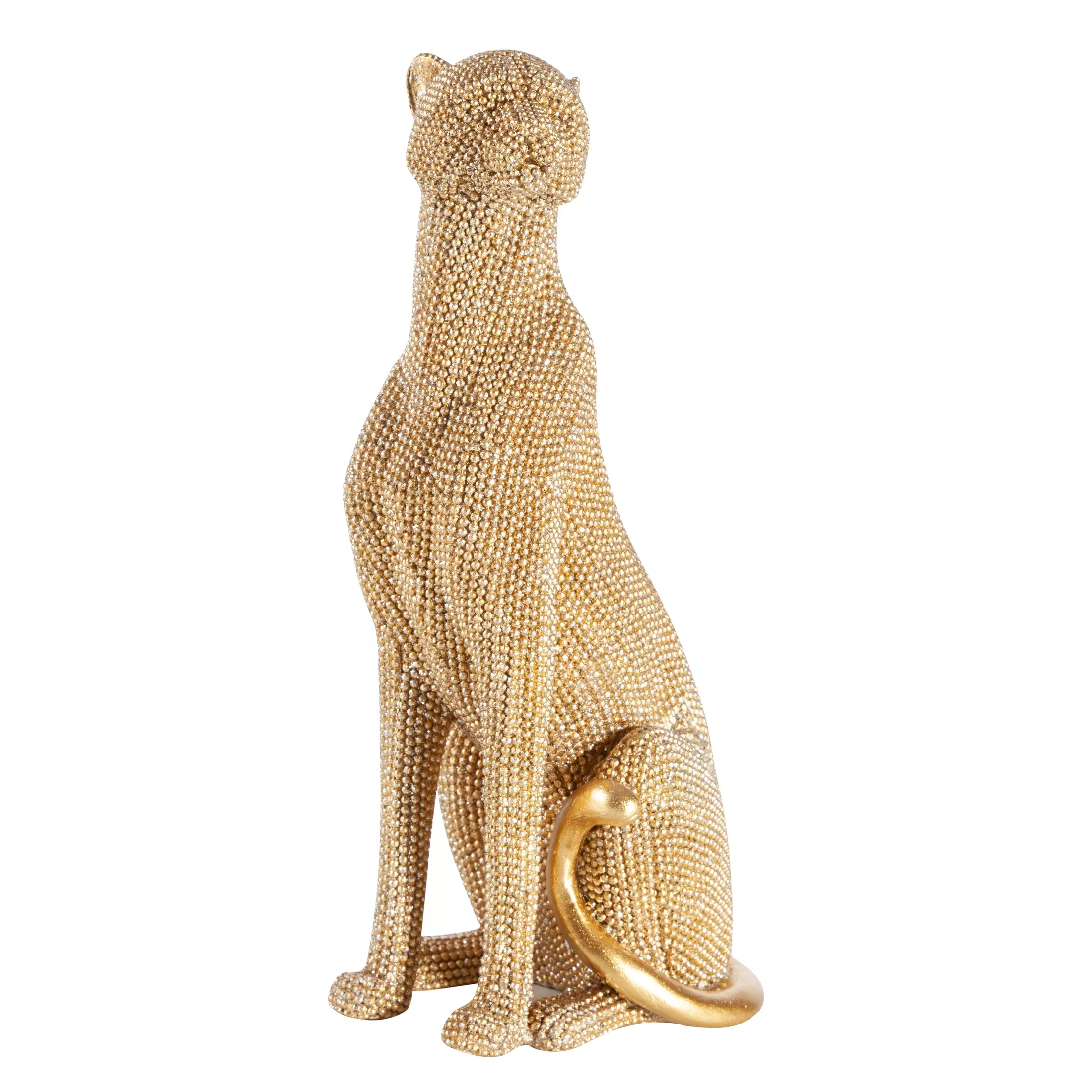 Figurka złota pantera o drobnym strukturalnym wzorze 12x8x23 cm ELDO 2