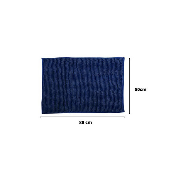 Lot de 2 tapis de bain CHENILLE 50x80 Bleu Foncé MSV