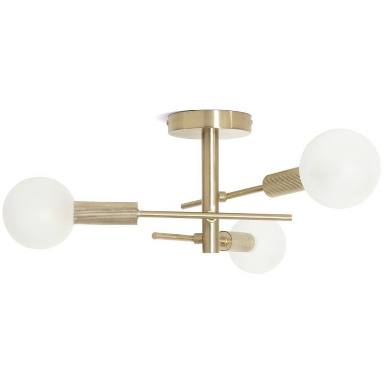 Habitat Globe Ribbed Metal Bathroom Ceiling Light - Brass