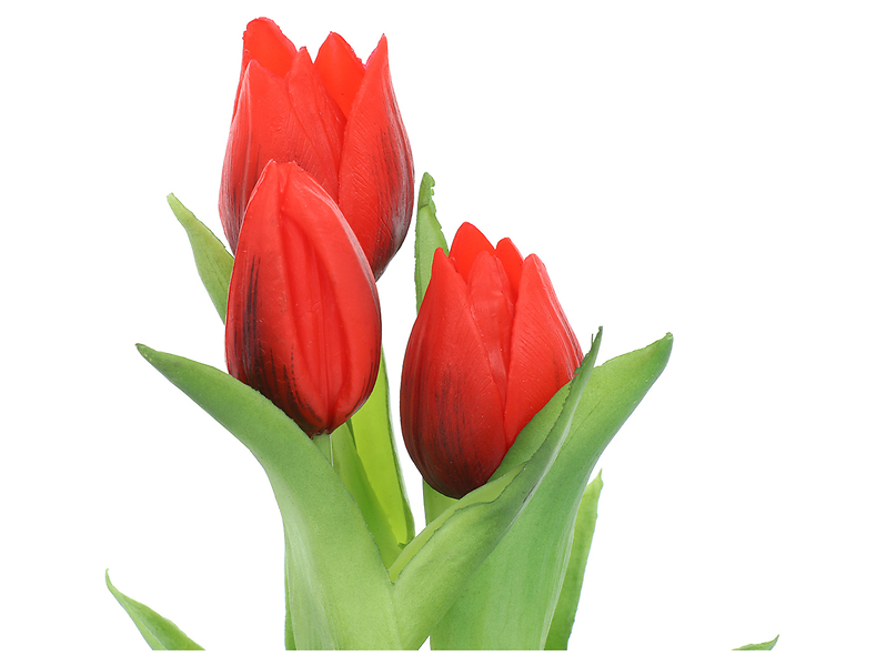 Sztuczne tulipany gumowane w wiązce 3 szt. 20 cm czerwone