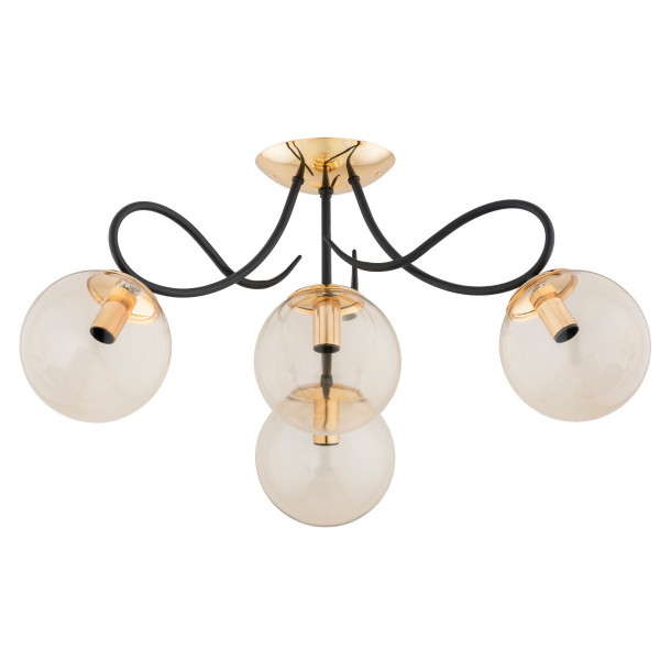 Lampa sufitowa złoto-czarna-bursztynowy OXA 4xE14x10W wym: 32x58x58 cm Alfa