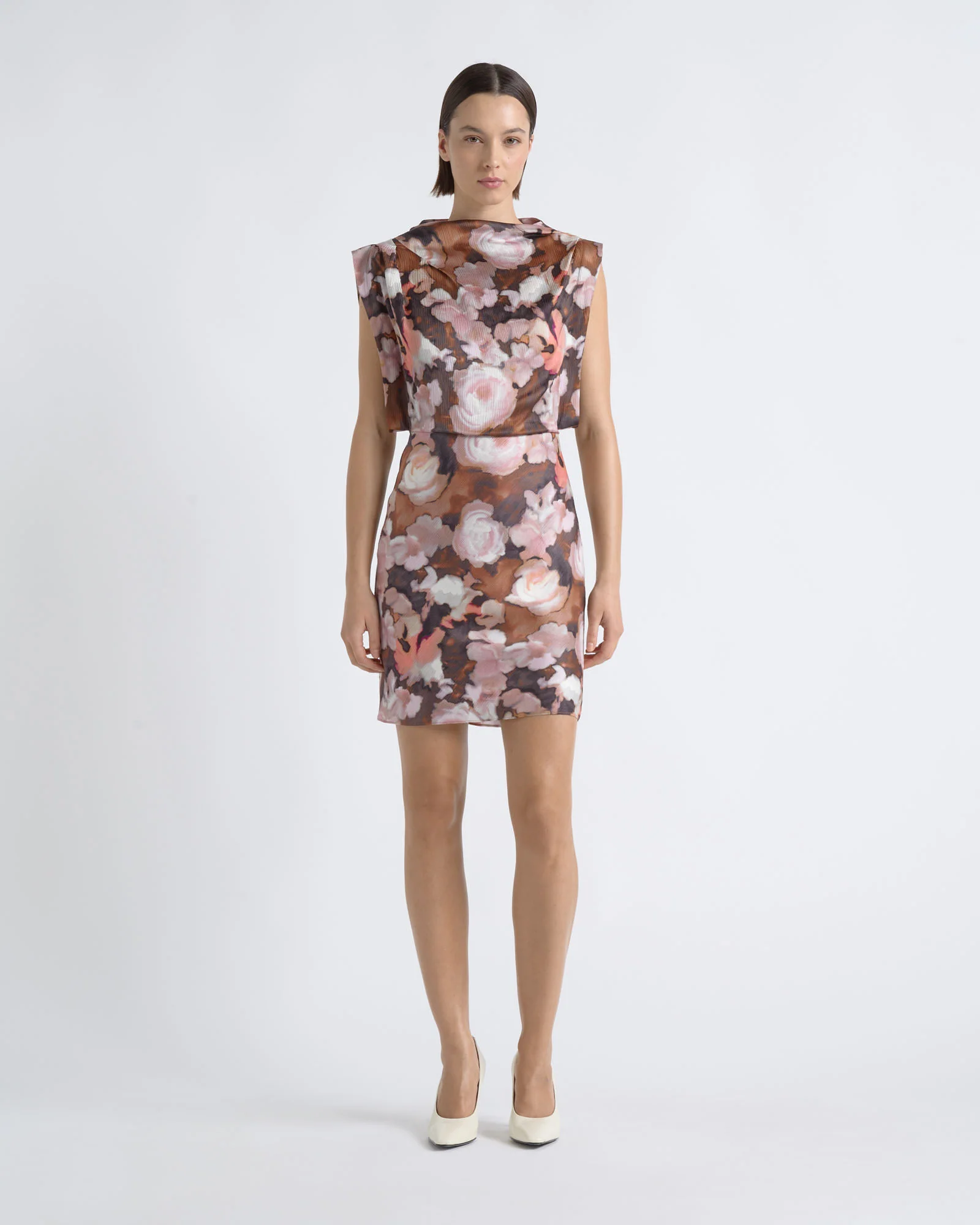 Print Cowl Neck Mini Dress