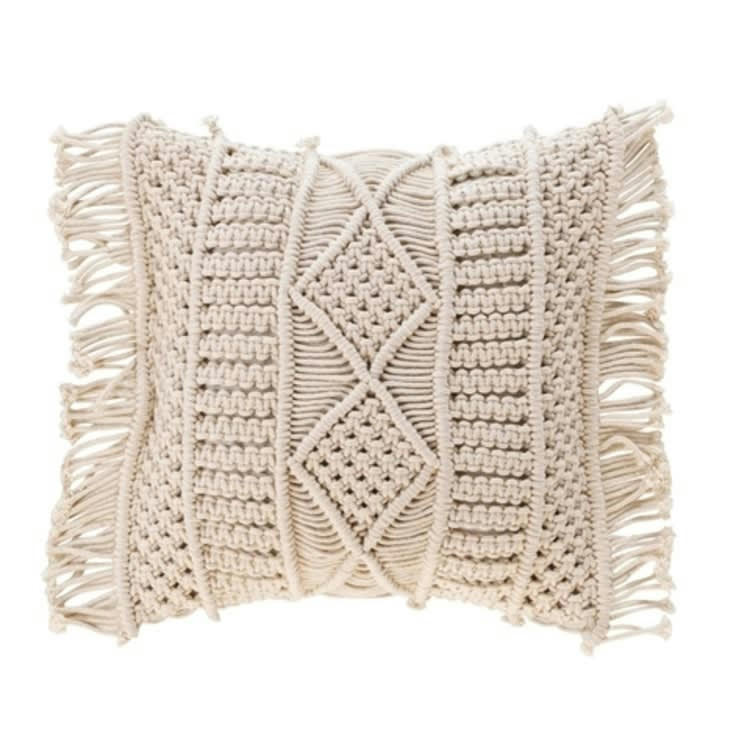 - Coussin Déhoussable Macramé à franges 40 x 40 cm