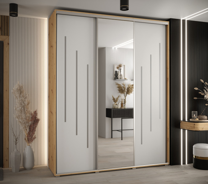 Szafa przesuwna 45 wysoka Davos 9 200 artisan biały srebrny