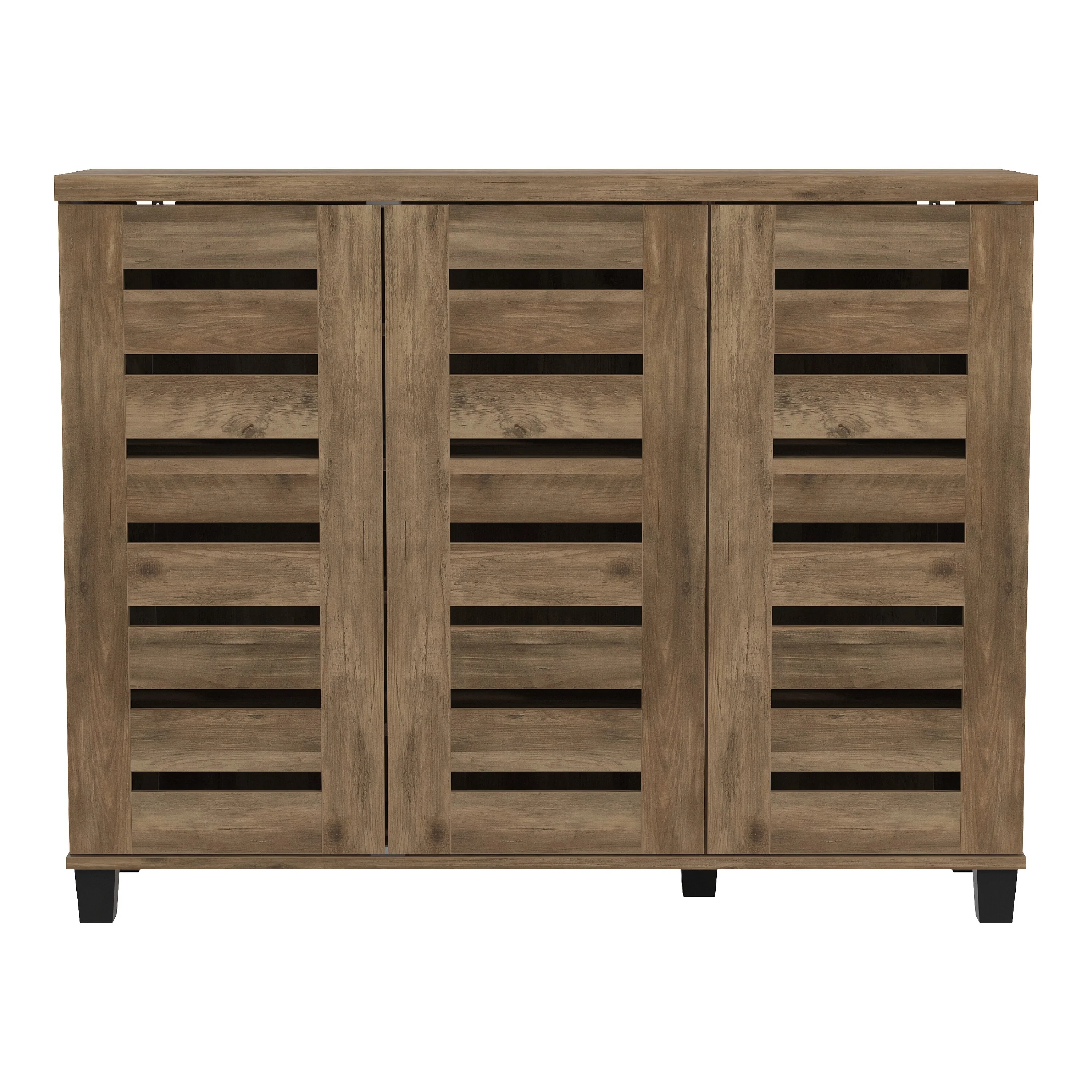 Lismore 35.4 in. H X 45.3 in. W Knotty Oak 20 Pairs 3 Doors Shoe Cabinet