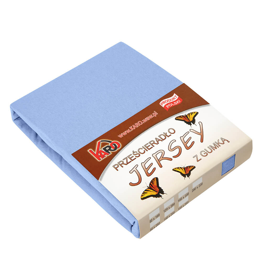 Prześcieradło jersey z gumką 60x120 błękitne 028 KARO