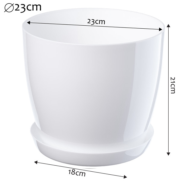 Doniczka z Podstawką Donica Osłonka 23cm Biała