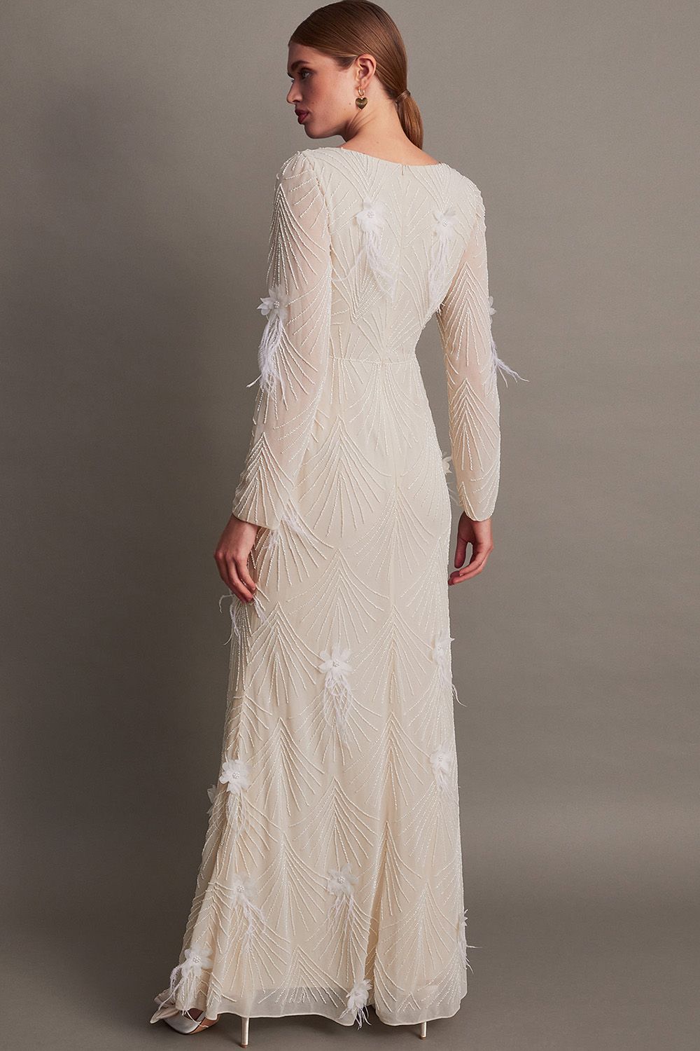 Monsoon Florence Embellished Bridal Dress Ivory