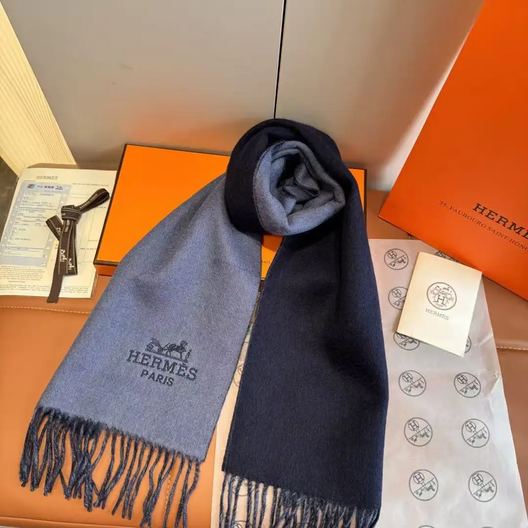 Hermes Double-faced lambswool scarf