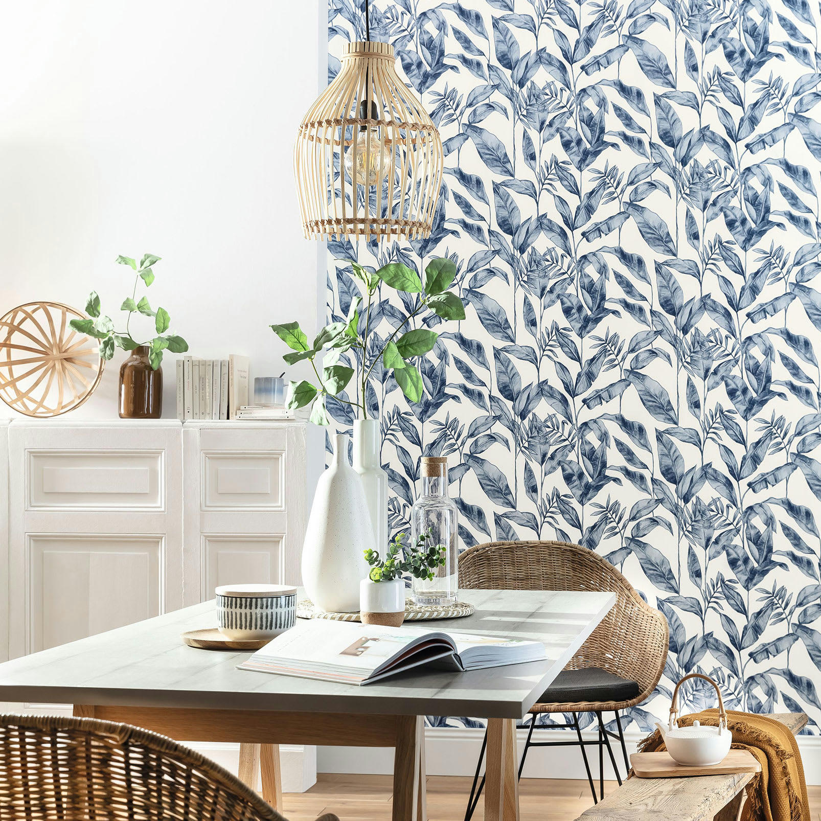 - Papier peint mural bouquet bleu 0,53x10 mètrescm