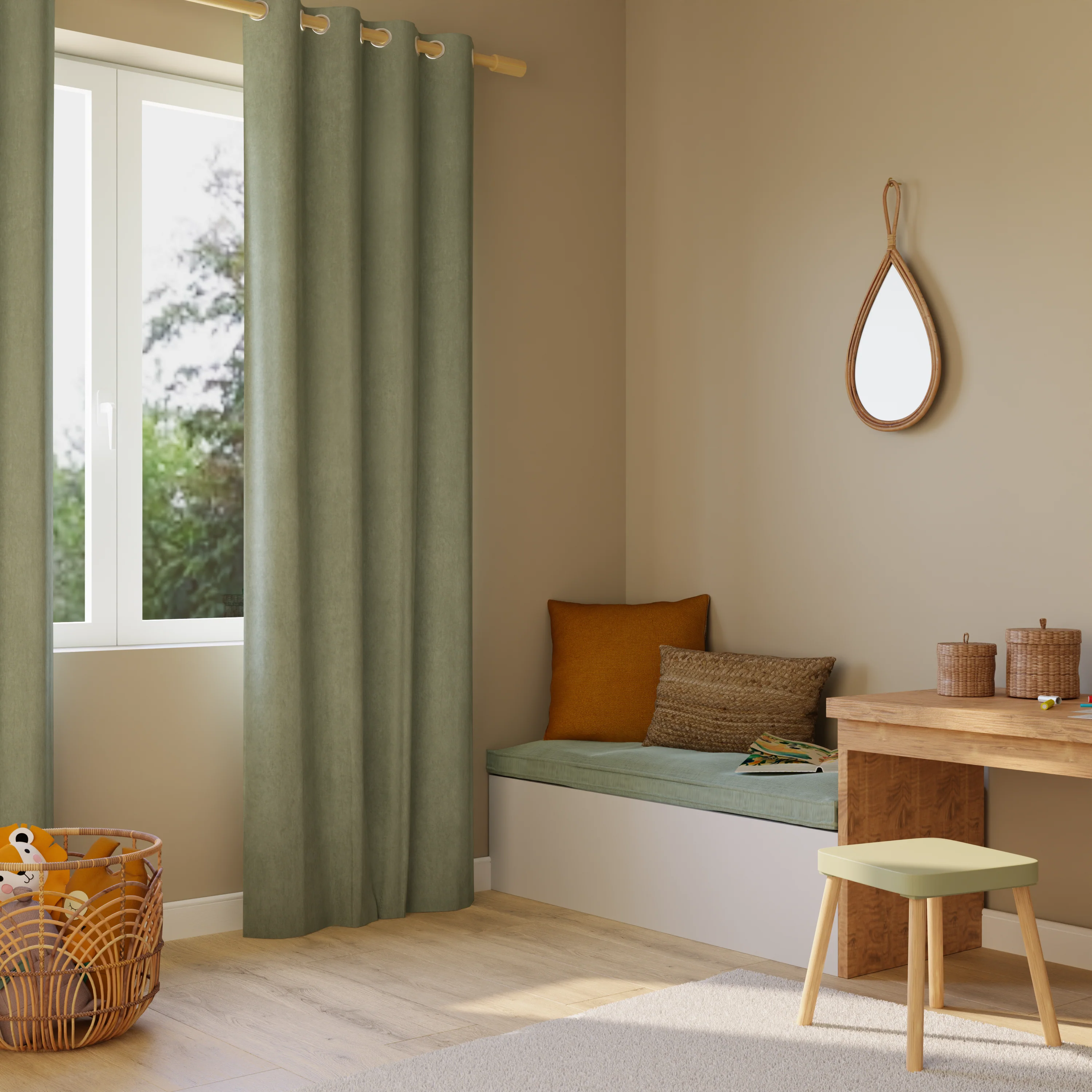 4MURS Rideau thermique KINLEY vert de gris 140 x 180 cm