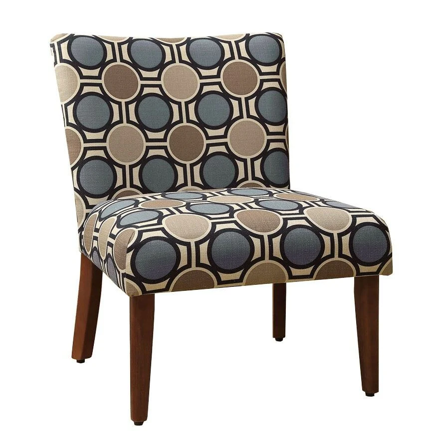 HomePop Modern Blue and Brown Geometric Accent Chair