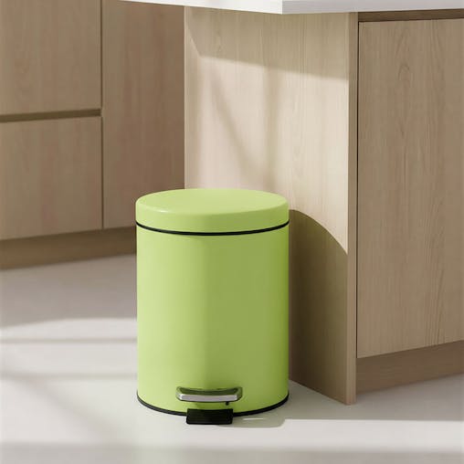 SOGA 4X Stainless Steel Foot Pedal Bin Round Green 7L