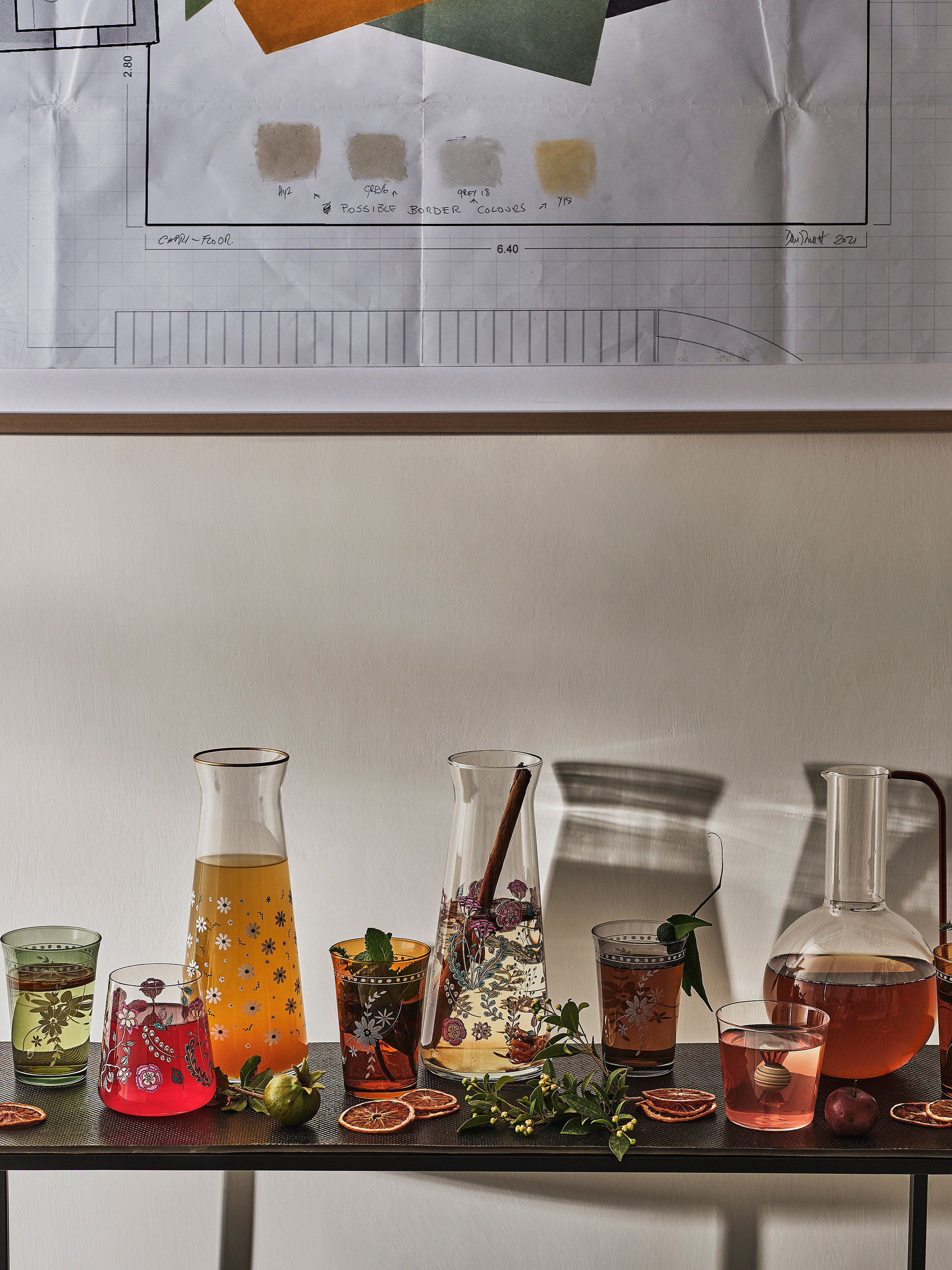 Caraffa vetro borosilicato manico ambra