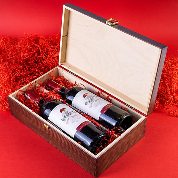 Creative Deco Boîte Caisse à Vin en Bois Marron 35 x 21 x 11 cm - Cadeau Vin Mariage - 2 Bouteilles - Coffret Vin - Boite Cadeau