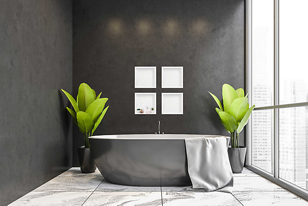 Balneo Niche murale de douche 30x30x10cm, étagère encastrable douche acier inox, blanc, WALL-BOX ONE