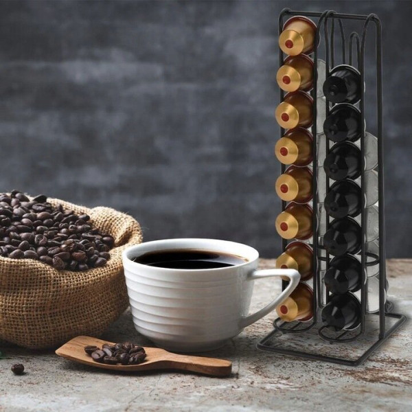 STOJAK NA KAPSUŁKI DO KAWY Nespresso metal czerń 32 kapsułki