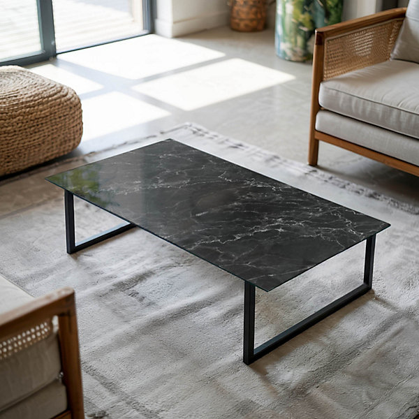 Dessus de table en verre trempé Wallfluent 140x70 cm Motif de marbre veiné