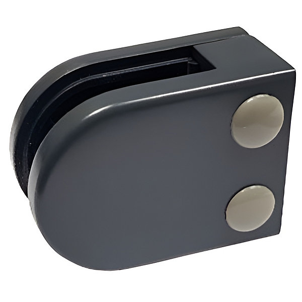 4 x Pince à verre plate modèle 02 - Ep. verre 6 mm - Zamak gris anthracite RAL 7016