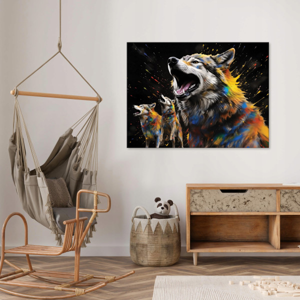 Obraz Na Płótnie Ścianę Wilki Abstrakcja Do Salonu 60X40