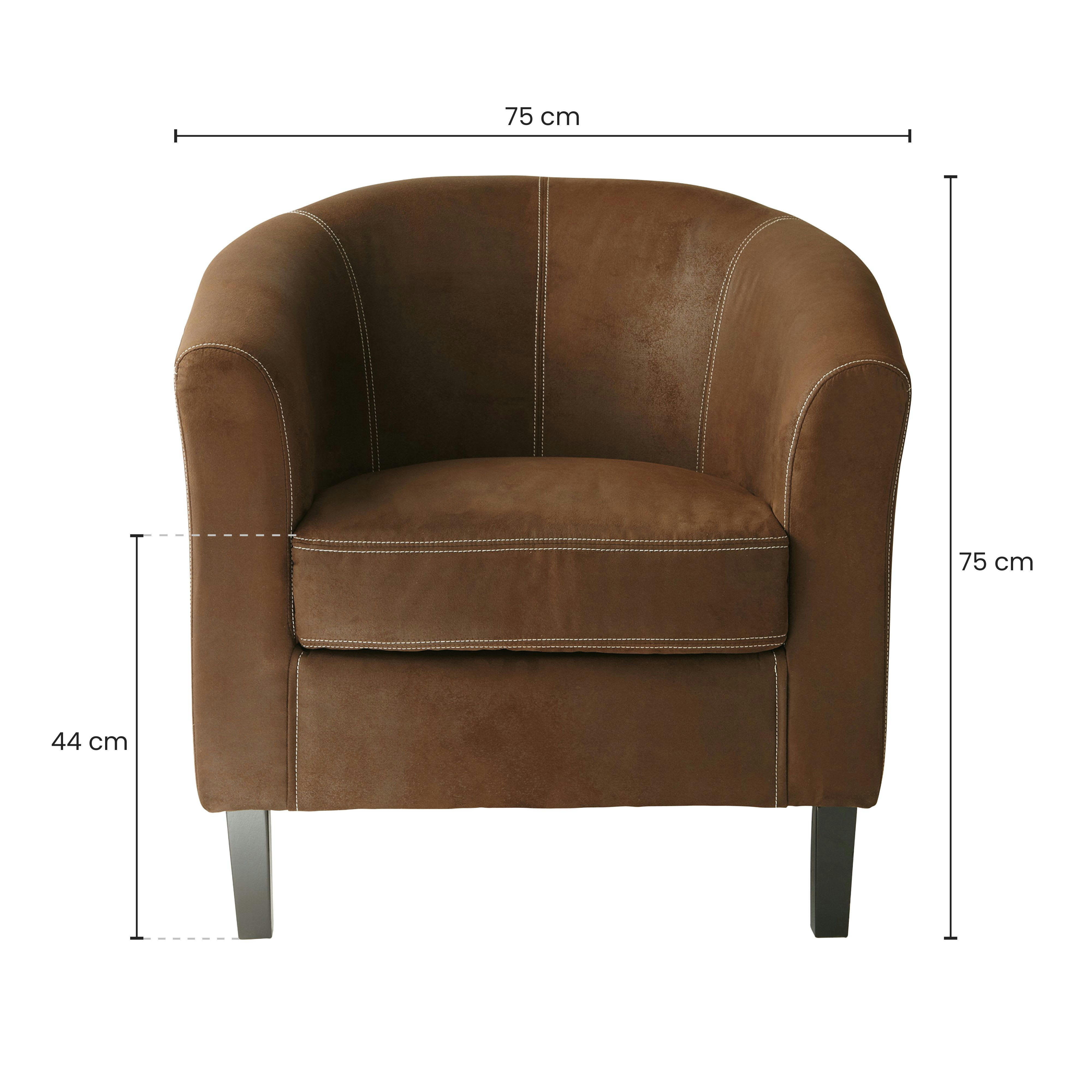 Baltimore - Fauteuil club en suédine marron