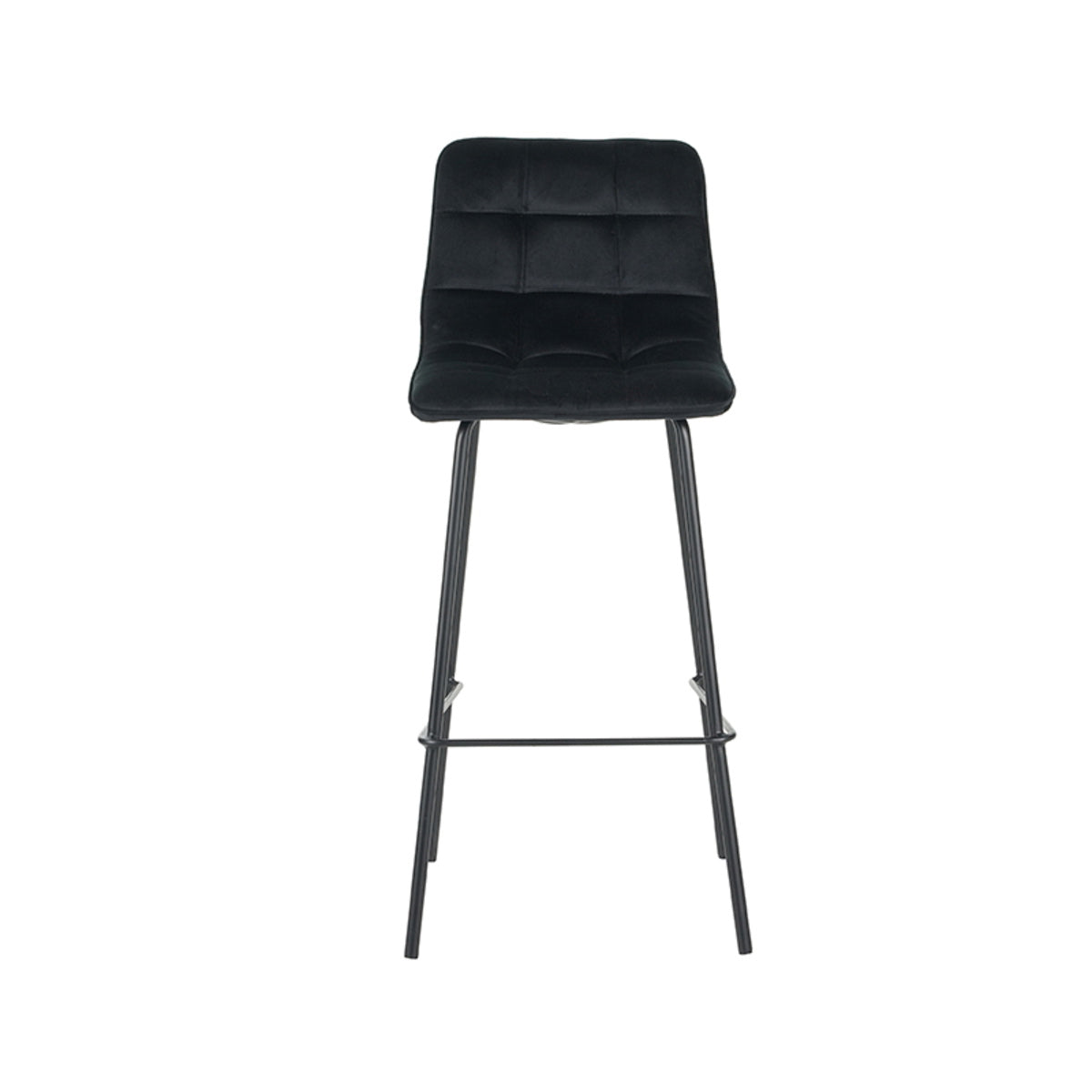 LABEL51 Barkruk Bistro - Zwart Velvet - Zithoogte 78cm - Set van 2