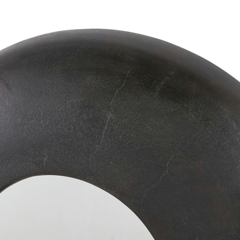 LUDVIK - Miroir rond avec encadrement en métal noir D91