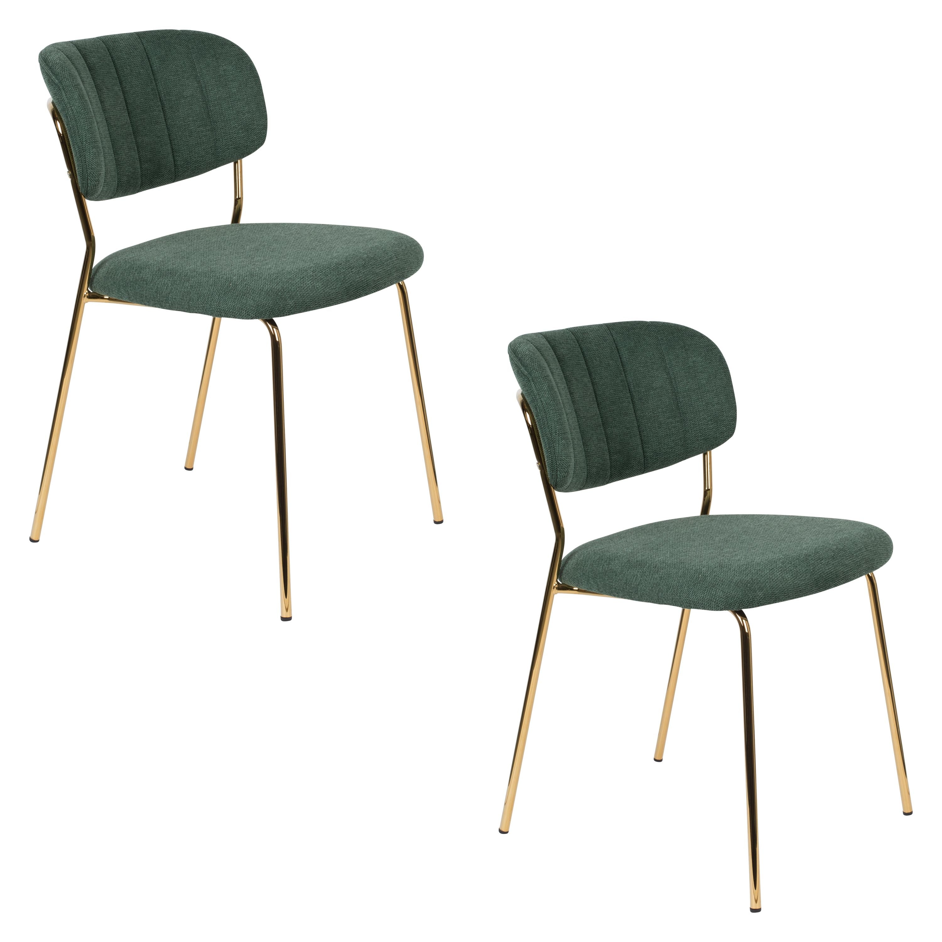 Housecraft Living Jolien Eetkamerstoelen Goud/ Donkergroen - Set van 2