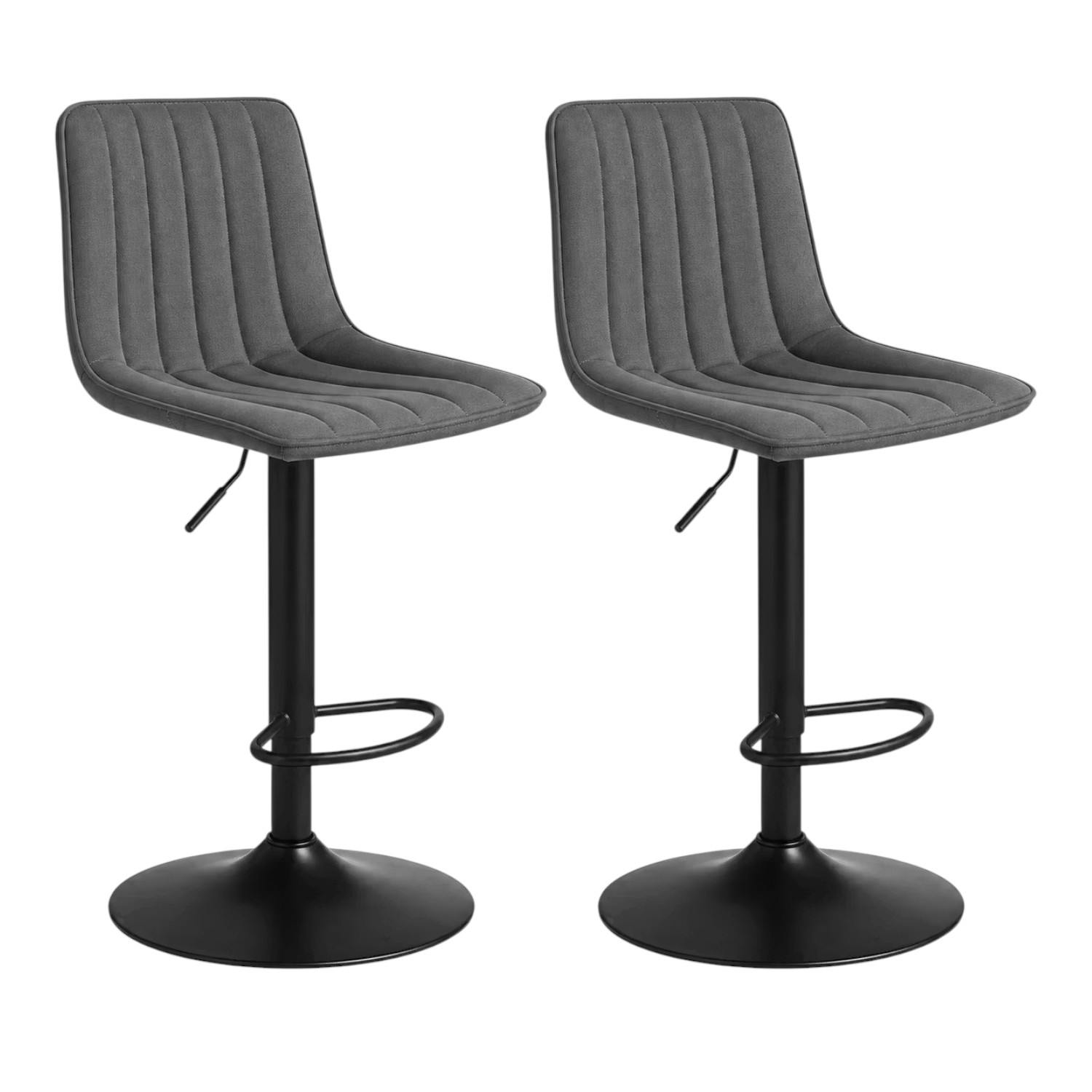 Tabouret de bar réglable gris foncé coutures verticales (x2) LORA