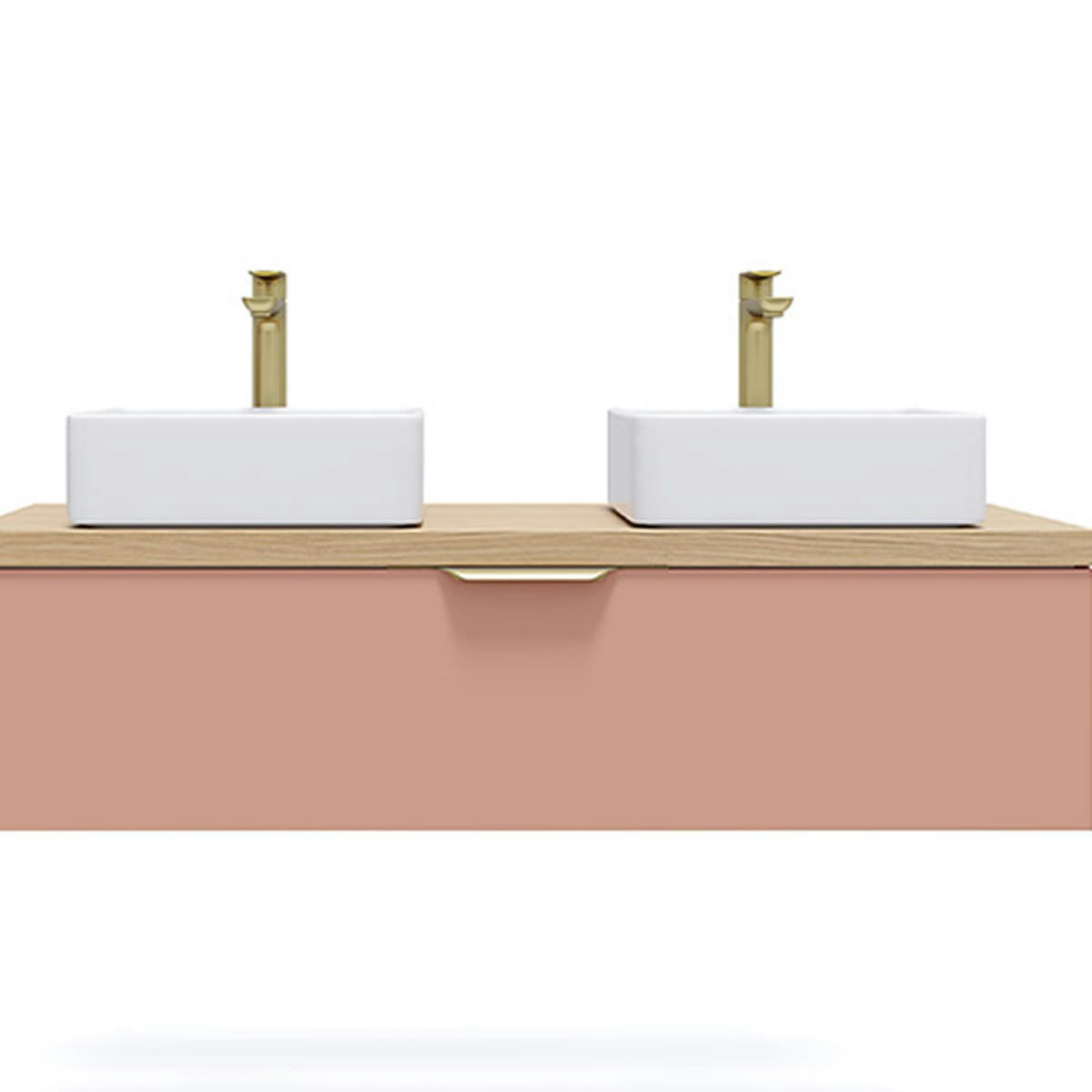 VENICE - Meuble salle de bain 2 vasques posées 120cm 1 tiroir Abricot