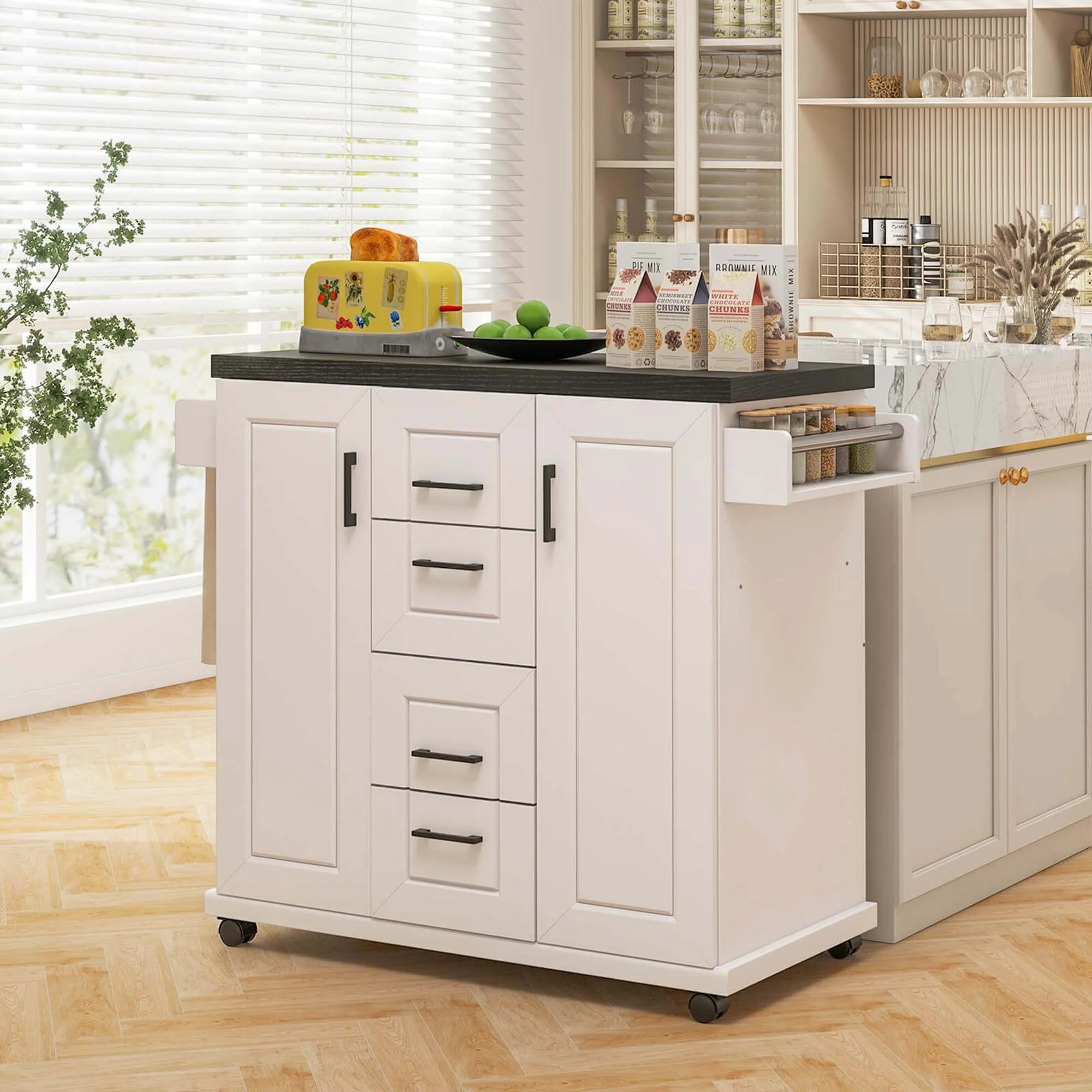 Costway Rolling Kitchen Island Cart on Wheels Mobile Serving Utility - See Details
