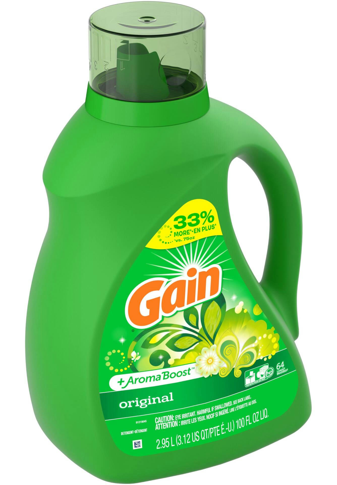 Gain + Aroma Boost Liquid Laundry Detergent, Original Scent, 64 LD, 2.72 L