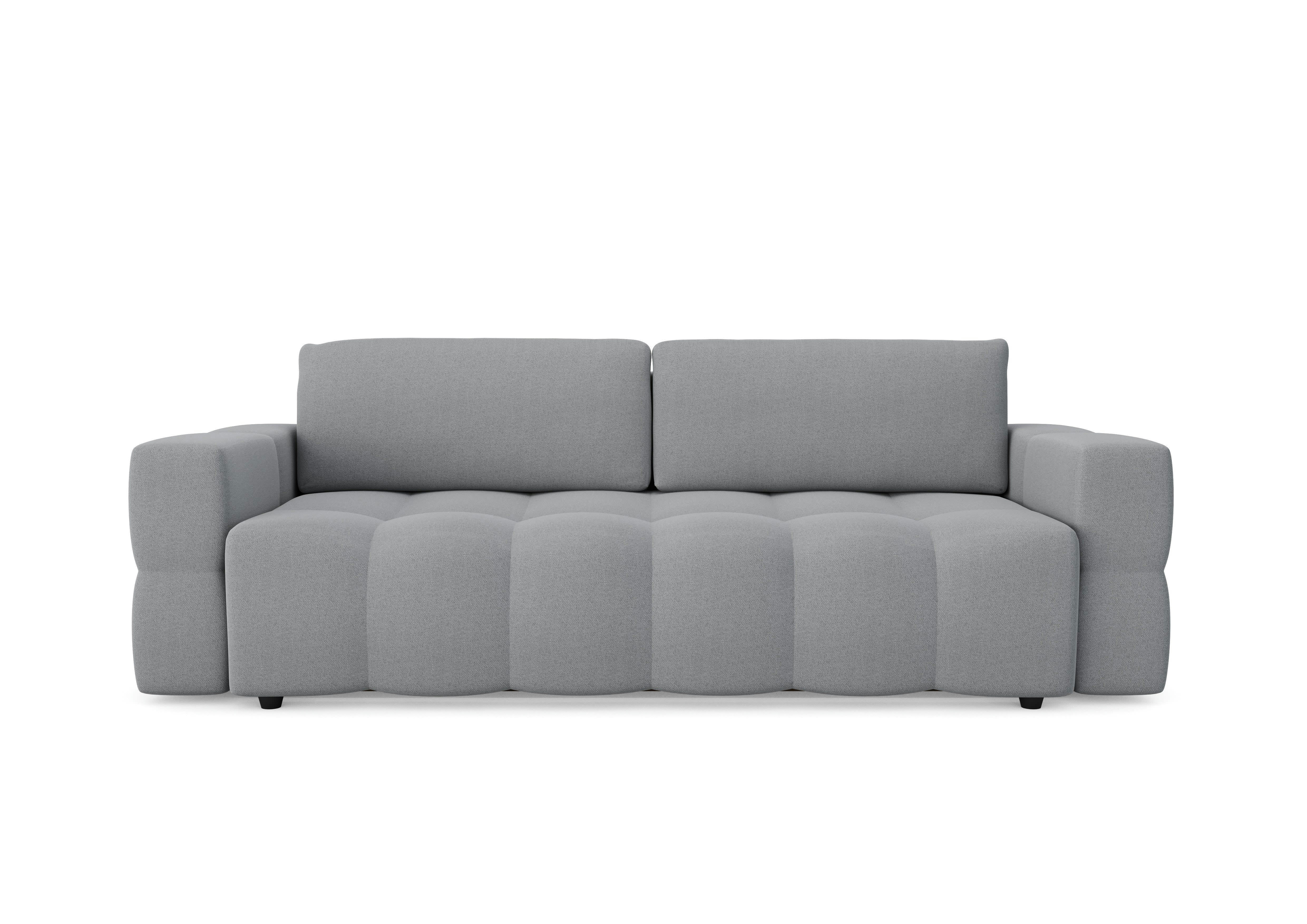 GABRIEL - Canapé 4 places convertible coffre tissu tramé gris béton