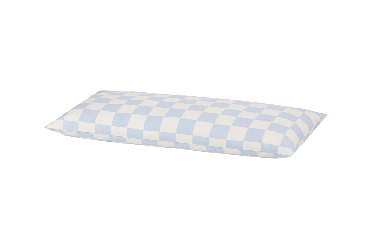 noo.ma Plu kussensloop - katoensatijn 300 TC, 50 x 80 cm, babyblauw-wit