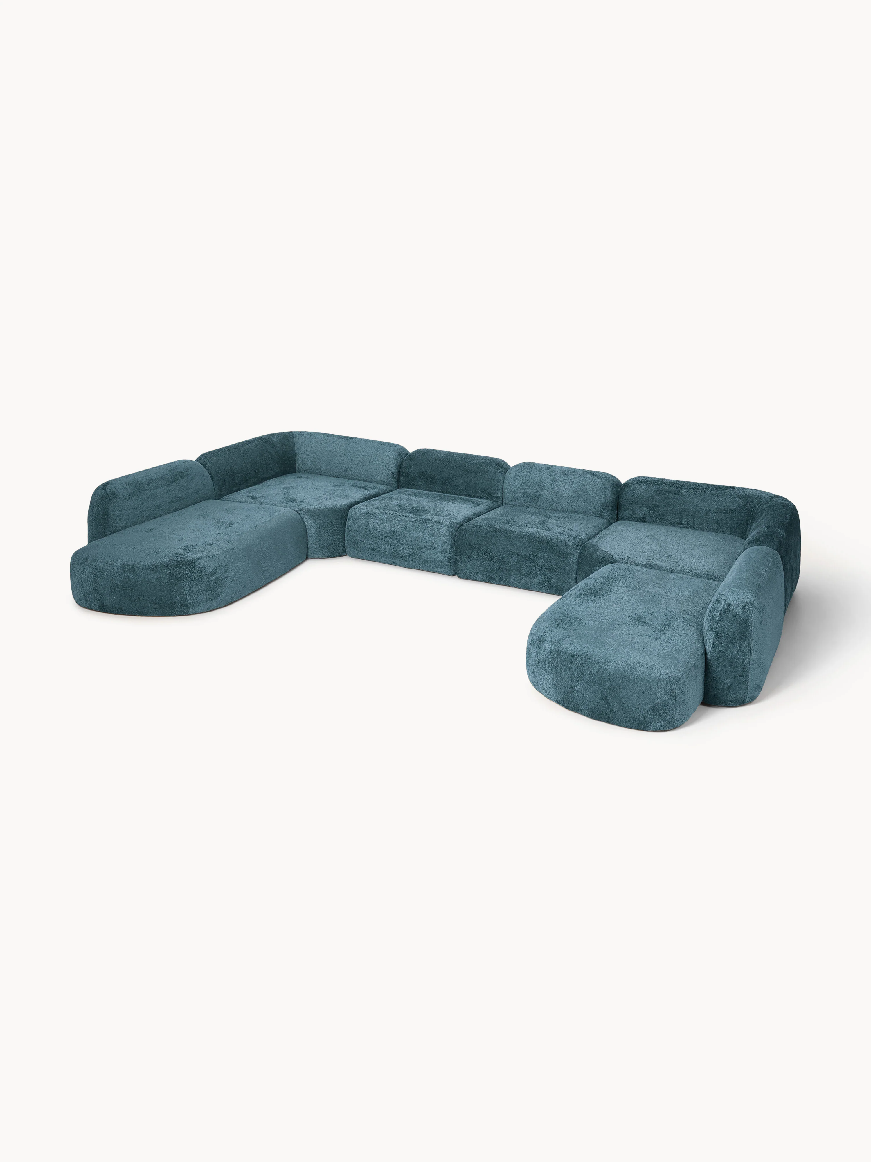 Modulares XL-Sofa Wolke aus Teddy-Bouclé