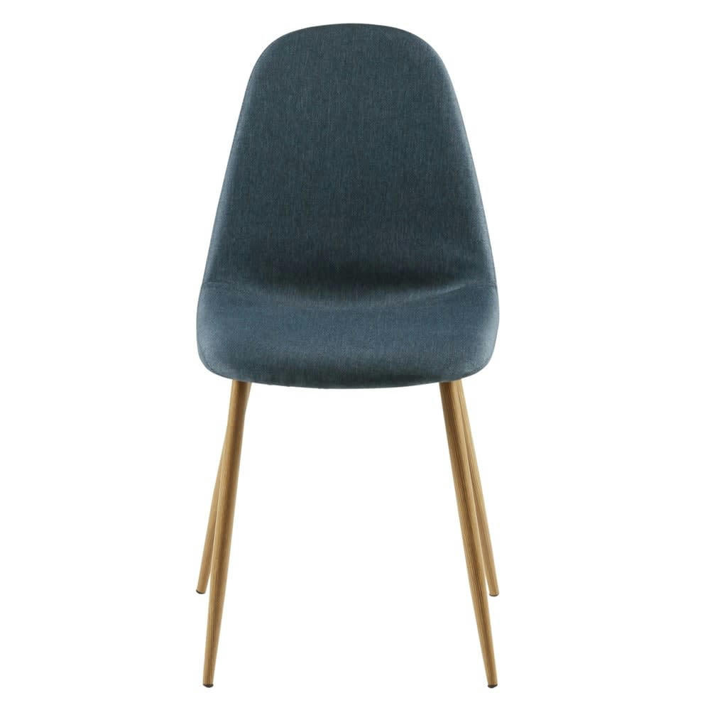 Clyde - Chaise style scandinave bleu jean et métal imitation chêne