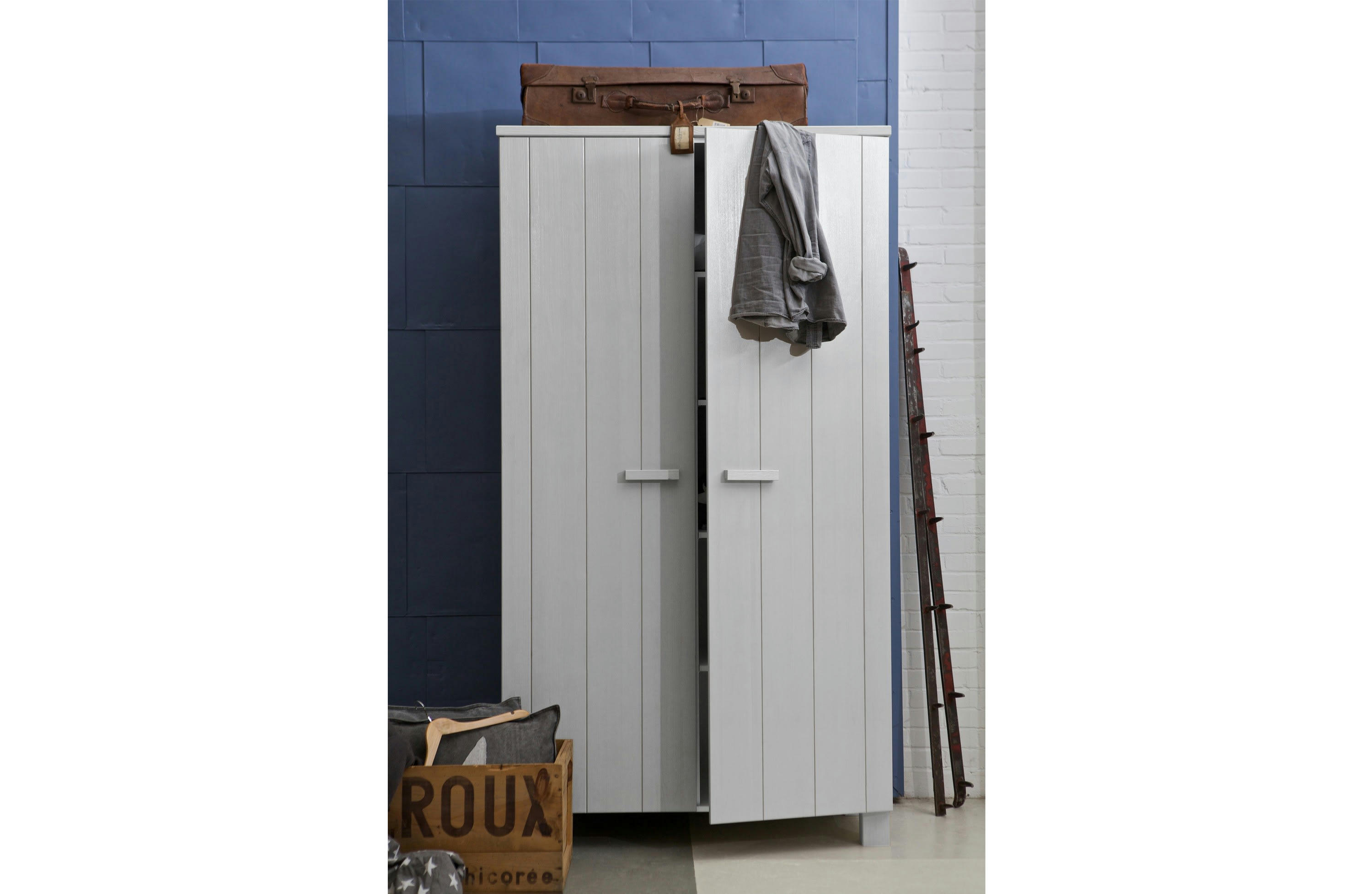DENNIS - Armoire 2 portes en bois gris