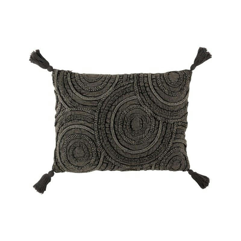CERCLES - Coussin coton rectangulaire gris foncé 60x40