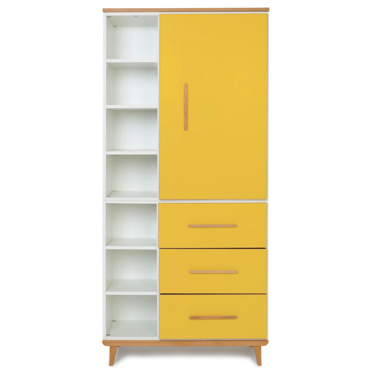 NADO - Armoire 198cm 1 porte 3 tiroirs jaune soleil