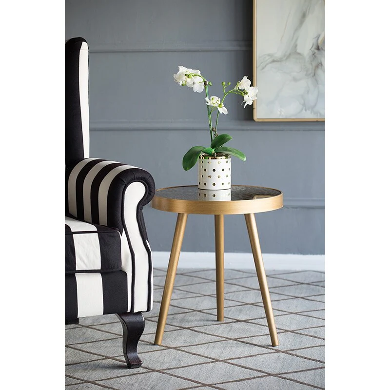 Modern Animal Fur Pattern Round Side Table